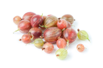Close-up of ripe gooseberries, isolated on white background