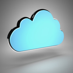 Blue metallic cloud on grey background 3d render