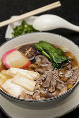 Udon noodles with beef, Japanese cuisine
