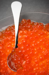 Salmon caviar in plate