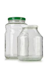 Glass empty jar isolated on white