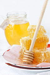 Honey and honeycombs.