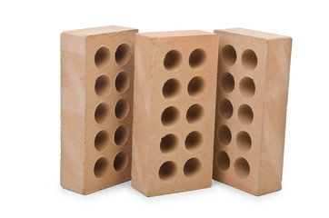 Clay bricks isolated on the white