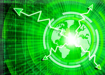 Abstract green world and technology background