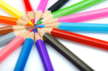 Colour pencils in creativity concept