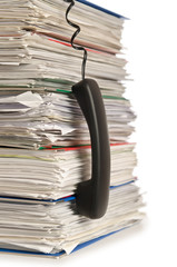 Pile of papers on white