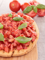 bruschetta, bread with tomato and basil