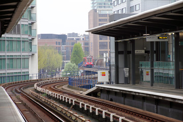 A Docklands Light Rail station in new London City