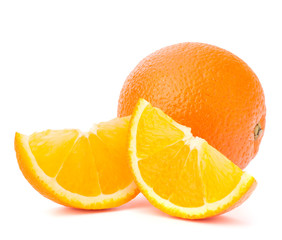 Whole orange fruit and his segments or cantles