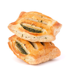 Puff pastry bun isolated on white background.