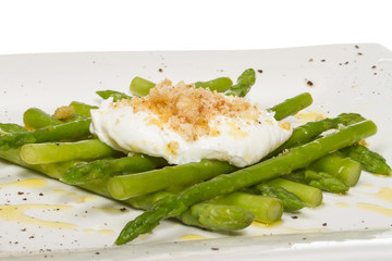 fresh salad with asparagus,eggs and croutons