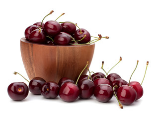 Cherry in wooden bowl