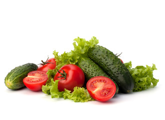 Tomato, cucumber vegetable and lettuce salad
