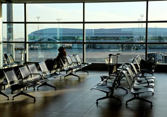 Papier Peint photo Aéroport empty seats in new airport hall building