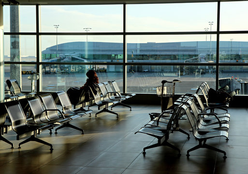 empty seats in new airport hall building