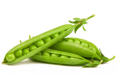 fresh green peas isolated on a white background