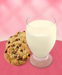 Milk and Cookies - Pink Background