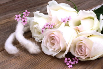 White roses with decoration