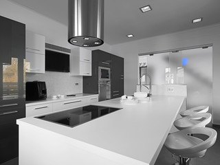 cucina moderna in bianco e nero