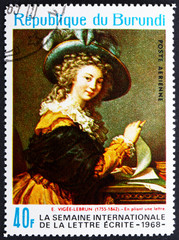 Postage stamp Burundi 1968 Lady Folding Letter by Elisabeth Vige