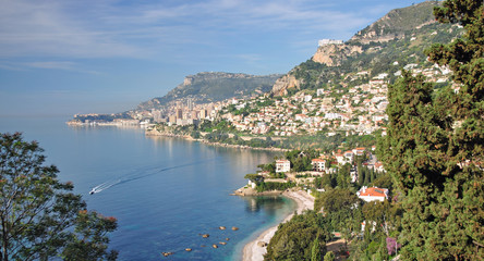 Blick in die Bucht von Monaco an der Cote d`Azur