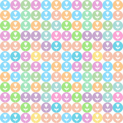 Multicolored circles mosaic seamless pattern with flowers