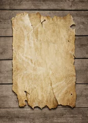 Papier Peint photo Poster vintage Vieille feuille de papier clouée sur un fond en bois grunge avec copie s