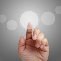 male hand point on touch screen interface