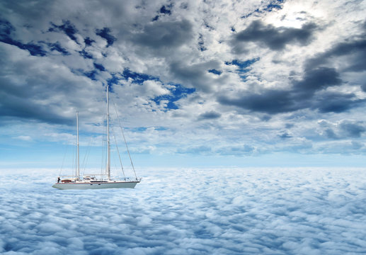 sailing yacht on a peaceful ocean voyage to paradise