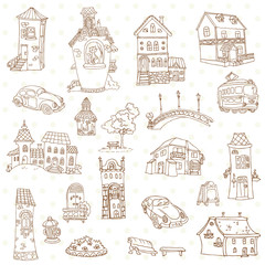 Scrapbook Design Elements - Small Town Doodles - in vector