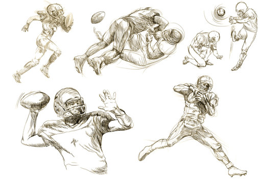 american football players collection (original sharp sketches)