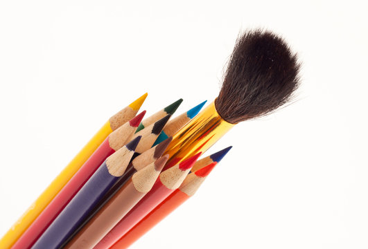 Group of thick colored pencils.