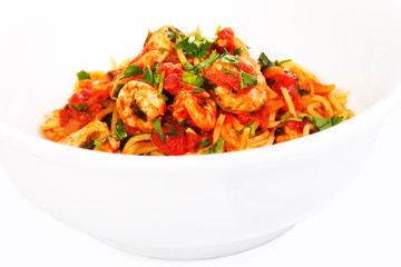 Spaghetti tomato seafood dish