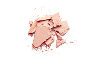 pale pink blusher crushed on white background