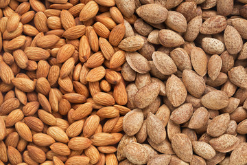 Peeled, unpeeled almonds. More food backgrounds in my portfolio