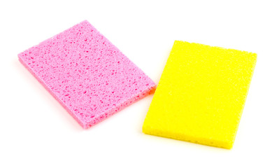 Cellulose sponges isolated on white