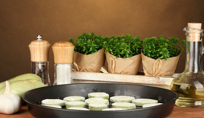 sliced squash in a pan