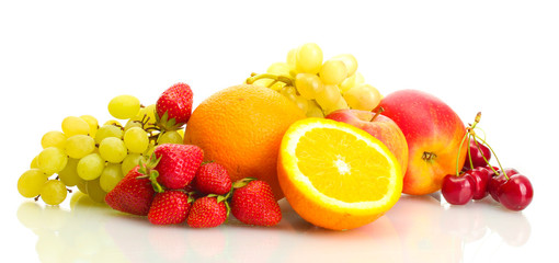Fototapeta na wymiar exotic fruits and berries isolated on white