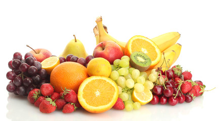 exotic fruits and berries isolated on white