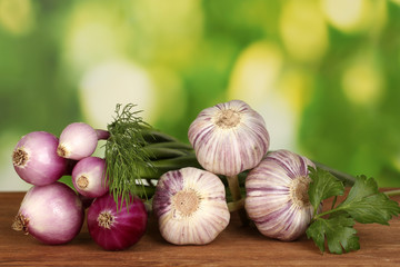young garlic and onion