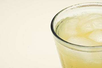 close-up of a cocktail with ice