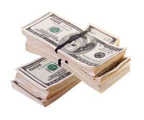 US dollars bank notes. Isolated on white