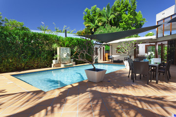 Modern backyard with pool