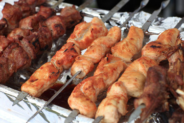 Pieces of grill chicken