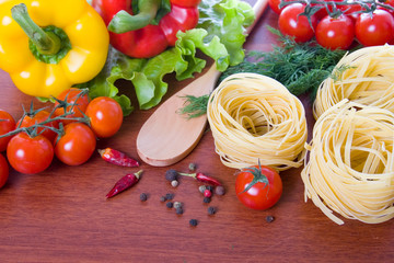 Pasta and fresh vegetables