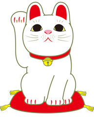招き猫　白