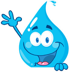 Happy Water Drop Over A Sign Waving