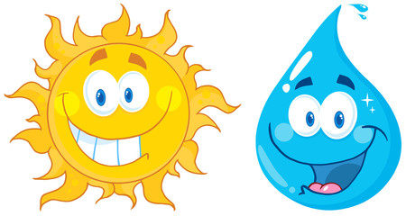 Sun And Water  Cartoon Characters