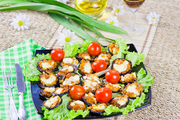 baked eggplants with tomatoes and cheese