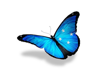 Obraz na płótnie Canvas Micronesia flag butterfly flying, isolated on white background